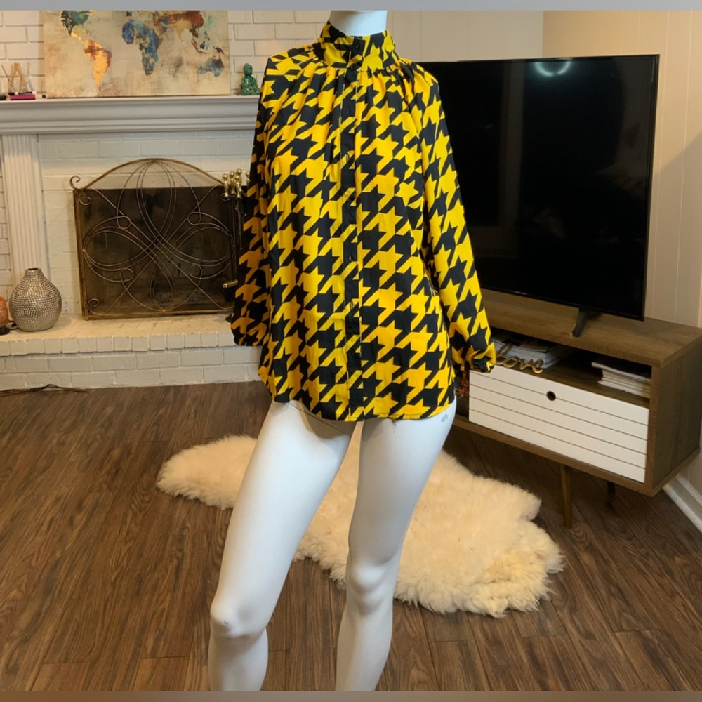 Yellow houndstooth blouse